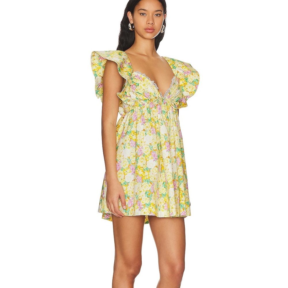 For Love And Lemons 🍋 2X excellent condition  Tamra Mini Dress yellow